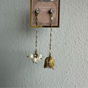 Gold and Pearl Drop Earrings